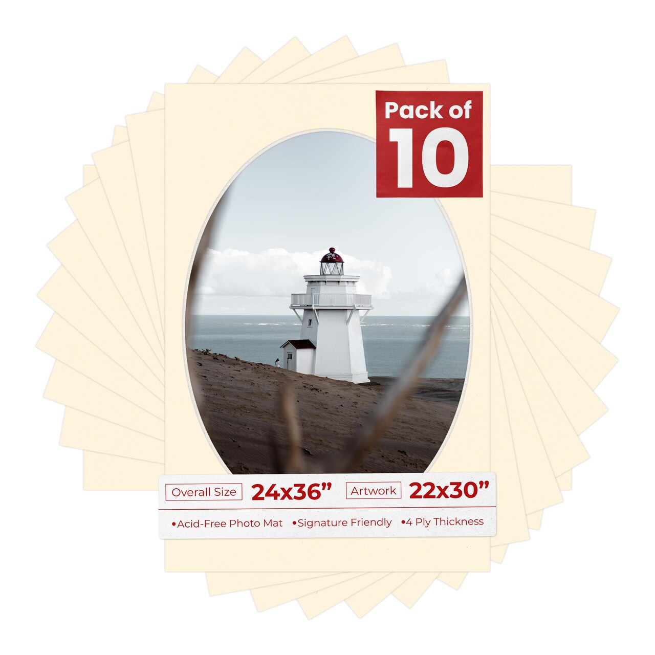 Bamboo Beige Mat Board for 24x36 Frames - Oval Opening for 22x30 Photos